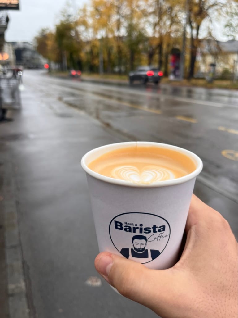 A cup of Flat White from Rent a Barista in Zurich